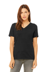 BELLA+CANVAS® Women’s Relaxed Heather CVC V-Neck Tee - Black Heather - S